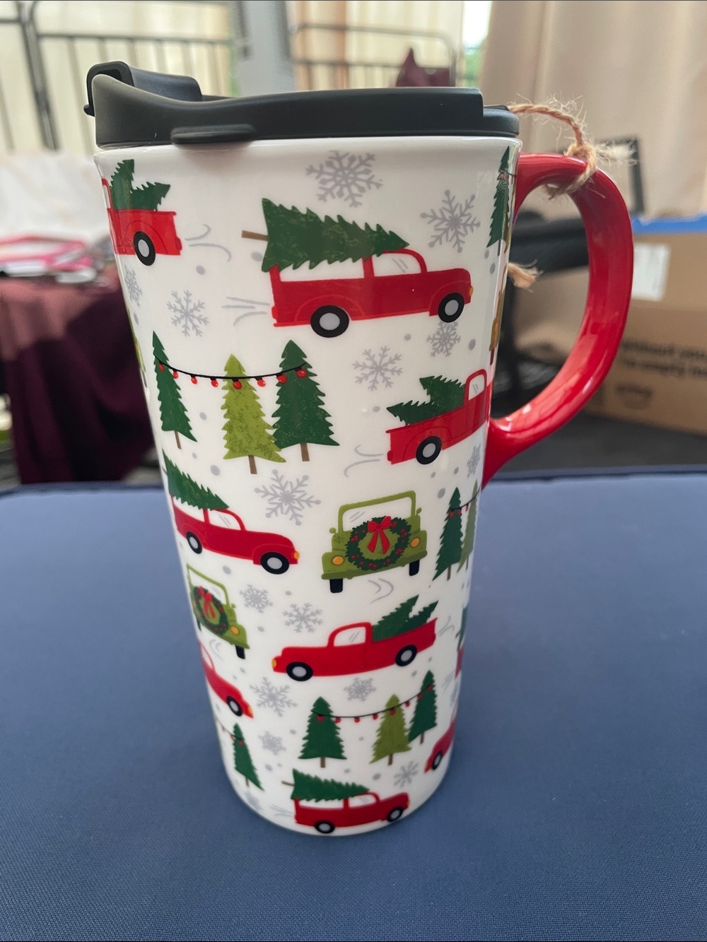 Cypress, Holiday Red Truck Travel Mug - Festive Christmas Design